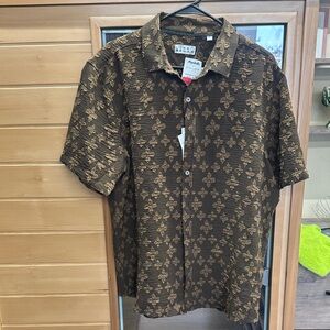 Ike Behar Dark Brown Patterned Casual Shirt